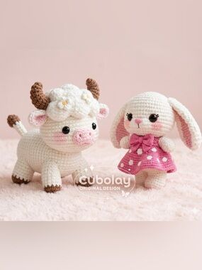Crochet Kit Cloud Cow and Bunny for Beginner Stress-Free Arts 2 packs